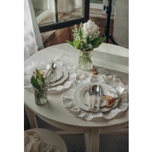 Lumia Home Keten Fırfırlı Oval Beyaz Supla 2li 40X40