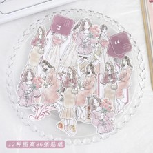 İTHAL W2-36 Adet Kız ve Cerceve Sticker Seti - Renk : Mor