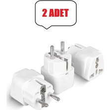Derwell 2 Adet Üniversal Evrensel Seyahat Adaptörü Ingiliz ve Amerikan Fişlerini Türk Prizine Dönüştürücü