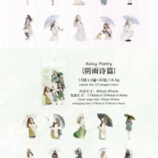 İTHAL O5-30 Adet Şemsiye Kız Pet Sticker - Renk : Mavi