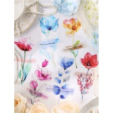 İTHAL E1-12 Adet Çiçek ve Yazılar Pet Sticker - Numara : 5