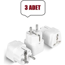 Derwell 3 Adet Üniversal Evrensel Seyahat Adaptörü Ingiliz ve Amerikan Fişlerini Türk Prizine Dönüştürücü