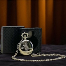 Kuzey Tacı Özel Kutulu Osmanlı Tuğralı Gümüş Köstekli Saat Özel Tasarım Vip
