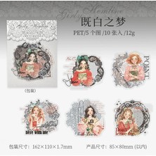 O17-10 Adet Kız Kolaj Pet Sticker