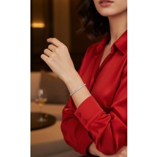 Hg.Aksesuar Kadın Zirkon Taşlı Çelik Su Yolu Bileklik