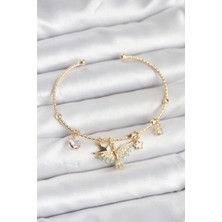 Anka Kuşu Charmlı Renk Pirinç Kadın Bileklik