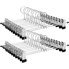 Songmics Songmıcs Metalden Yapılmış Pantolon Askısı, 31 cm Elbise Askısı, Kaymaz, Pantolon, Etek ve Çoraplar Için, Klipsli Etek Askıları, 20'li Set, Iyi Esneklik, Krom Kaplama, Siyah-Gümüş CRI003