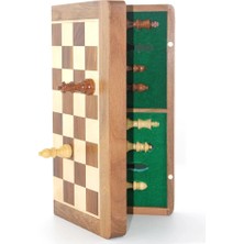 Zenvia Mıknatıs Taşlı Ahşap Katlanabilir Kutulu Satranç Oyunu mini 8x13,5 cm G224