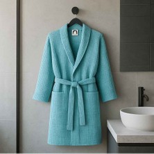 Alesta Home Pamuklu Waffle Bornoz BRNZ015 - Turkuaz, S/M