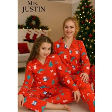 Mrs Justin  %100 Pamuklu Interlok Penye Unisex Yeni Yıl Çocuk Pijama Takımı
