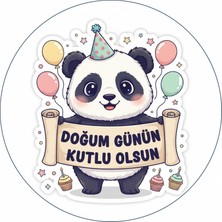 Bsb Doğumgünü Sloganlı Panda Sticker Etiket 18CM ST7146