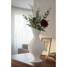 MEKTrend Spiral Kıvrımlı Dekoratif Vazo Beyaz (22X11CM)