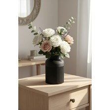 MEKTrend Modern Çizgili Tasarım Vazo Siyah (21X19CM)