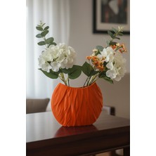 MEKTrend Kırışık Çizgili Dekoratif Modern Vazo Turuncu (17X22CM)