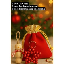 Emtory Home Kırmızı Keseli Anahtarlık ve Kardan Adam Hediye - Dekoratif Süsler - 1 Adet