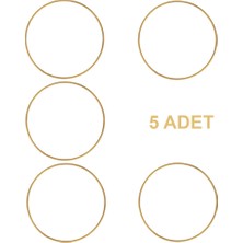 Creative Company  ø 38 cm 5 Adet Mat Altın Sarısı Makrome Halkası – Kapı Süsü, Makrome Duvar Dekoru ve Çiçek Çelenk Yapım Çemberi, Paslanmaz Kalın (4 Mm) Kasnak