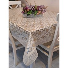 Başak Ev Tekstili Dantel Kenarlı 120X150 cm Pvc Muşamba Silinebilir Papatya Desenli Masa Örtüsü