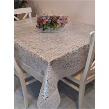 Başak Ev Tekstili Dantel Kenarlı 120X150 cm Pvc Muşamba Silinebilir Örümcek Ağı Desenli Masa Örtüsü