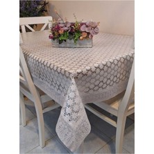 Başak Ev Tekstili Dantel Kenarlı 120X150 cm Pvc Muşamba Silinebilir Papatya Desenli Masa Örtüsü