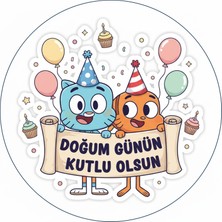 Bsb Doğumgünü Sloganlı Gumball Sticker Etiket 18CM ST7147