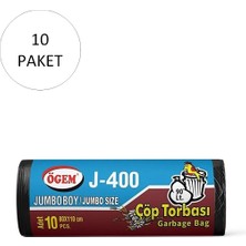 Marsilyan J-400 Jumbo Boy Çöp Torbası 80 x 110 cm 10 Lu Rulo x 10 Paket = 100 Adet (Siyah)