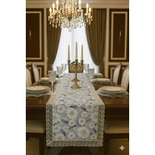 Rona Home Kenarı Güpürlü Özel Dikim Runner Dekoratif Papatya Runner Yıkanabilir ve Silinebilir Yemek Şalı.