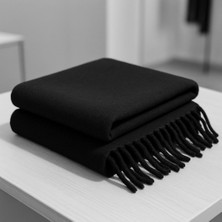 Yumuşak Dokulu Siyah Kadın Şal Atkı