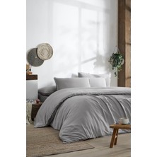 Özdilek Sofia Battal Boy Lastikli Fitted Çarşaf Müslin Nevresim Takımı Gri