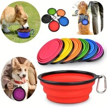 Jetfast 350 ml Katlanabilir Silikon Seyehat Pratik Köpek Kedi Mama ve Su Kabı 12oz Taşıma Aparatlı 1 Adet