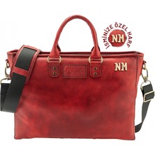 Değirmen Grup Isme Özel Günlük Kullanım El Omuz Evrak Laptop Çantası - %100 Deri - AC09004 - Kırmızı