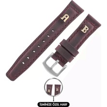 Değirmen Grup Isme Özel El Dikişli Saat Kordonu - %100 Crazy Deri - AG03002 - Bordo