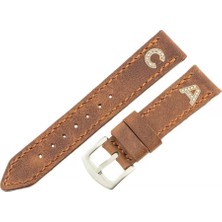 Değirmen Grup Isme Özel El Dikişli Saat Kordonu - %100 Çift Kat Deri - AG03003 - Kahverengi
