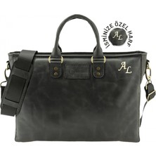 Değirmen Grup Isme Özel Günlük Kullanım El Omuz Evrak Laptop Çantası - %100 Deri - AC09004 - Antrasit