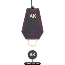 Değirmen Grup Isme Özel Ipli Anahtarlık - % 100 Crazy Deri - AG01002 - Bordo