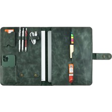Değirmen Grup Isme Özel Çıtçıtlı Fonksiyonlu Macbook Organizer - %100 Rainbow Deri - ET02001 - Haki