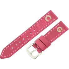 Değirmen Grup Isme Özel El Dikişli Saat Kordonu - %100 Çift Kat Deri - AG03003 - Fuşya