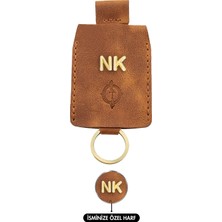 Değirmen Grup Isme Özel Çıtçıtlı Anahtarlık - % 100 Rainbow Deri - AG01001 - Camel