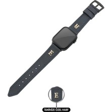 Değirmen Grup Isme Özel El Dikişli Apple Watch Saat Kordonu - %100 Çift Kat Deri - AG03001 - Lacivert