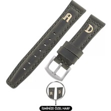 Değirmen Grup Isme Özel El Dikişli Saat Kordonu - %100 Crazy Deri - AG03002 - Yeşil