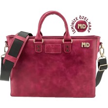 Değirmen Grup Isme Özel Günlük Kullanım El Omuz Evrak Laptop Çantası - %100 Deri - AC09004 - Fuşya