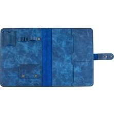 Değirmen Grup Isme Özel Çıtçıtlı Fonksiyonlu iPad Organizer - %100 Rainbow Deri - ET01002 - Saks Mavisi