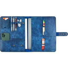 Değirmen Grup Isme Özel Çıtçıtlı Fonksiyonlu Macbook Organizer - %100 Rainbow Deri - ET02001 - Saks Mavisi