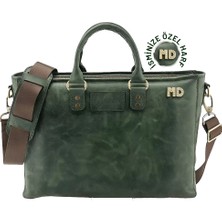 Değirmen Grup Isme Özel Günlük Kullanım El Omuz Evrak Laptop Çantası - %100 Deri - AC09004 - Haki