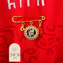 Zemora Jewelry Atatürk Portreli Yaka Broşu Anı Çengeli - Hatıra Iğnesi