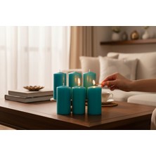 Iv Candles Homedecor 6'lı Turkuaz Bar Mum
