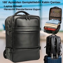 Canaris Genişletilebilir Seyahat Sırt Çantası – 17.3 Inç Laptop Bölmeli, Kabin Boy El Bagajı, Deri Dış Yüzey ve Nubuk Iç Kumaşlı Çok Fonksiyonlu Bagaj Çantası