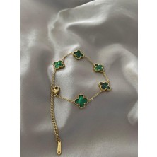 Stainles Steel Yeşil Yonca Bileklik