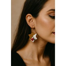 Lu Atelier Ginger Noël Star Yılbaşı Temalı Yıldız Küpe – Polimer Kil, El Yapımı, 6 cm