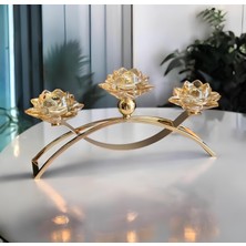 CITY gold Gold Lotus Şamdan 42x20 Cm