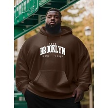 Punix Punıx Battal Beden Özel Seri Kapüşonlu Brooklyn Baskılı %100 Pamuk Oversize Erkek Sweatshırt